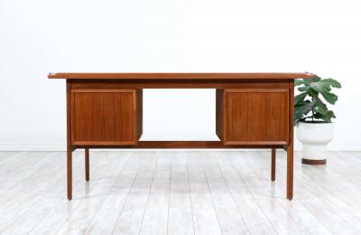 Danish Modern Executive Teak Desk with Raised Edges
