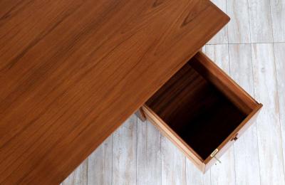 Danish Modern Executive Teak Desk with Raised Edges