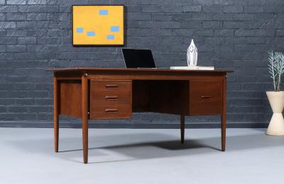 Danish Modern Executive Walnut Desk by Gunnar Schwartz