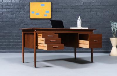 Danish Modern Executive Walnut Desk by Gunnar Schwartz