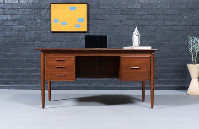 Danish Modern Executive Walnut Desk by Gunnar Schwartz