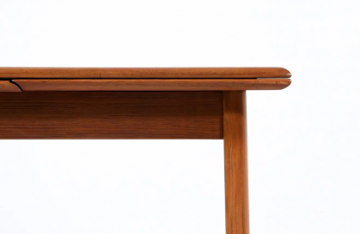 Danish Modern Expanding Teak Dining Table with Draw Leaves
