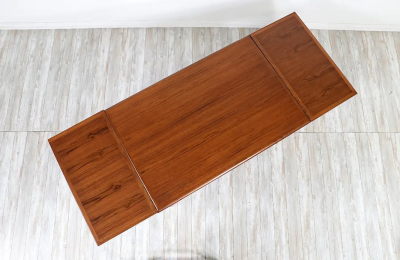 Danish Modern Expanding Teak Dining Table with Draw Leaves
