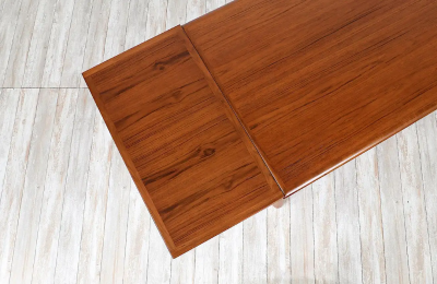 Danish Modern Expanding Teak Dining Table with Draw Leaves
