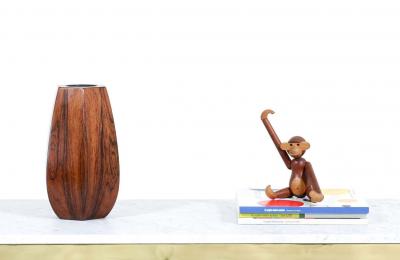 Danish Modern Faceted Rosewood Vase
