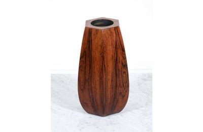 Danish Modern Faceted Rosewood Vase