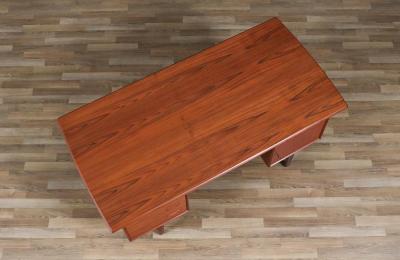 Danish Modern Floating Top Teak Desk w Bookcase