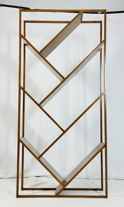 Danish Modern Geometric Wood tag re Open Display Bookcase Mid Century Style