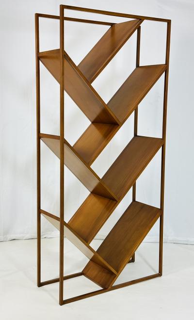 Danish Modern Geometric Wood tag re Open Display Bookcase Mid Century Style