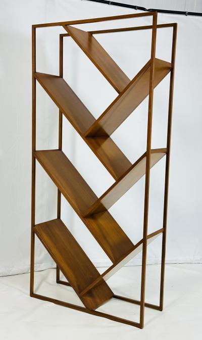Danish Modern Geometric Wood tag re Open Display Bookcase Mid Century Style