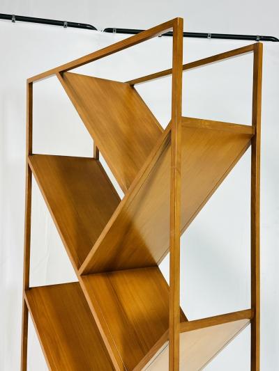 Danish Modern Geometric Wood tag re Open Display Bookcase Mid Century Style
