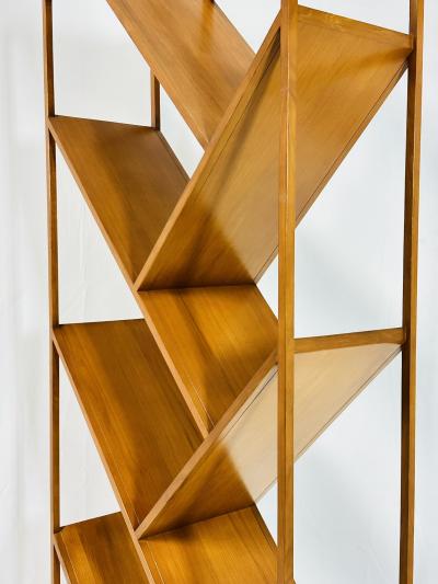 Danish Modern Geometric Wood tag re Open Display Bookcase Mid Century Style