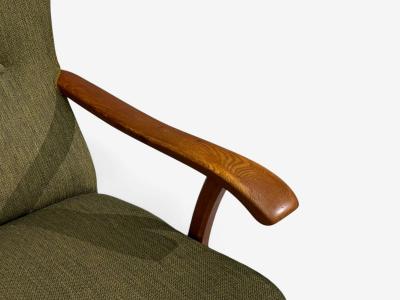 Danish Modern Highback Lounge Chair Elm Wool Denmark 1950s