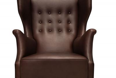 Danish Modern Leather Wingback Lounge Chair Denmark circa 1940s