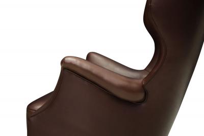 Danish Modern Leather Wingback Lounge Chair Denmark circa 1940s