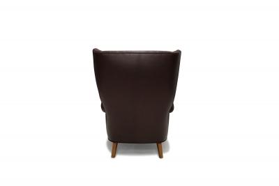 Danish Modern Leather Wingback Lounge Chair Denmark circa 1940s