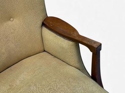 Danish Modern Lounge Chair Fabric Stained Wood Denmark 1940s