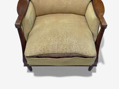 Danish Modern Lounge Chair Fabric Stained Wood Denmark 1940s