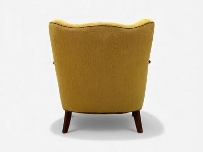 Danish Modern Lounge Chair Fabric Stained Wood Denmark 1940s