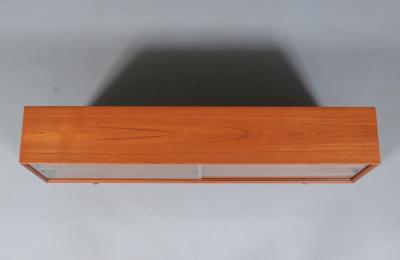 Danish Modern Low Profile Teak Bookcase w Glass Doors