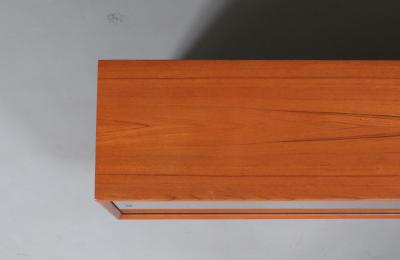 Danish Modern Low Profile Teak Bookcase w Glass Doors