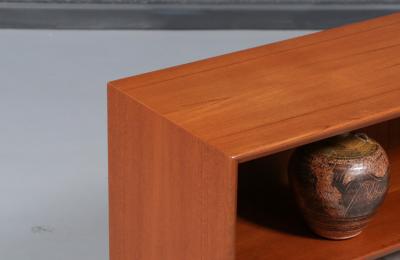 Danish Modern Low Profile Teak Bookcase w Glass Doors