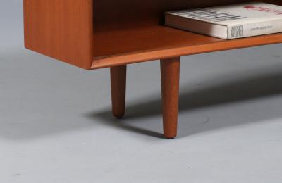 Danish Modern Low Profile Teak Bookcase w Glass Doors