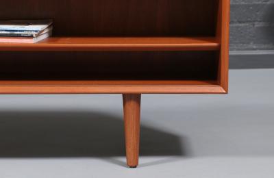 Danish Modern Low Profile Teak Bookcase w Glass Doors