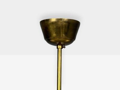 Danish Modern Pendant Light Brass Etched Glass Denmark 1950s