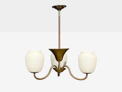Danish Modern Pendant Light Brass Glass Denmark 1940s
