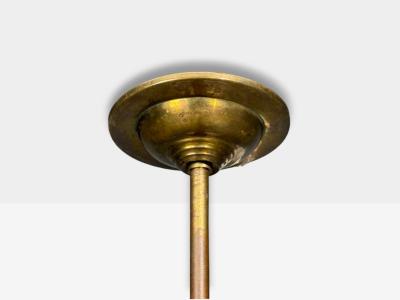Danish Modern Pendant Light Brass Glass Denmark 1940s