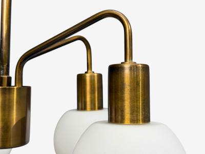 Danish Modern Pendant Light Brass Opal Glass Denmark 1970s