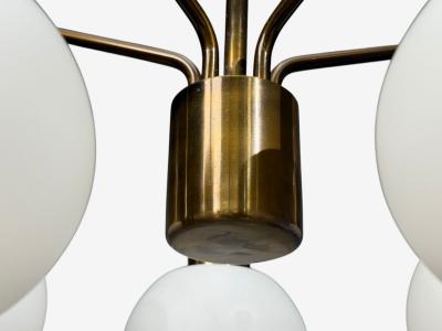 Danish Modern Pendant Light Brass Opal Glass Denmark 1970s