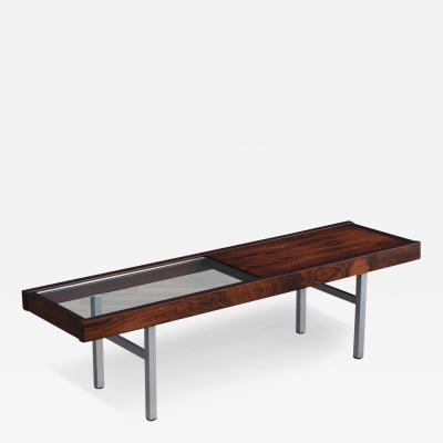 Danish Modern Rosewood Glass Coffee Table