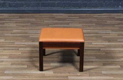 Danish Modern Rosewood Leather Stool