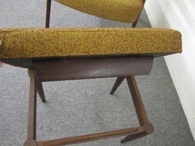 Danish Modern Scoop Arm Walnut Lounge Chair with Adjustable Ottoman