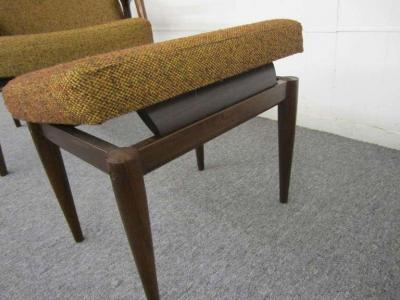 Danish Modern Scoop Arm Walnut Lounge Chair with Adjustable Ottoman