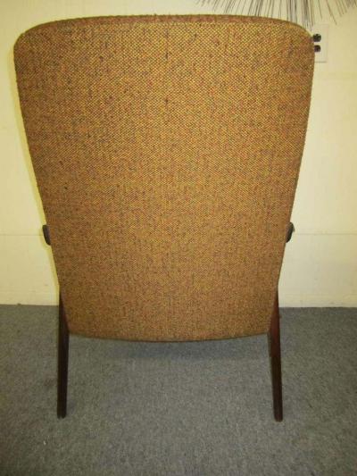 Danish Modern Scoop Arm Walnut Lounge Chair with Adjustable Ottoman