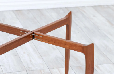 Danish Modern Sculpted Folding Tray Side Table by Fritz Hansen