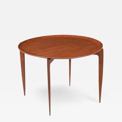 Danish Modern Sculpted Folding Tray Side Table by Fritz Hansen