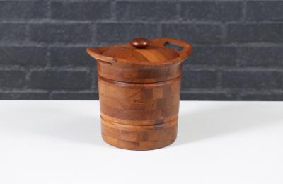 Danish Modern Sculpted Teak Ice Bucket by ESB