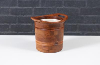 Danish Modern Sculpted Teak Ice Bucket by ESB