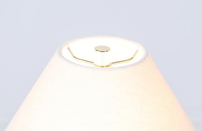 Danish Modern Sculpted Teak Table Lamp with Cone Linen Shade