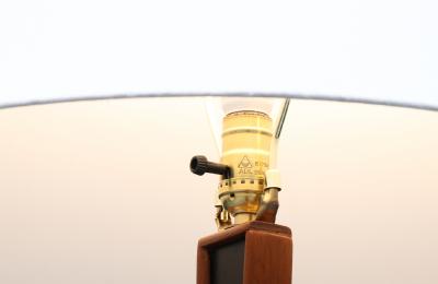 Danish Modern Sculptural Teak Floor Lamp w Linen Cone Shade