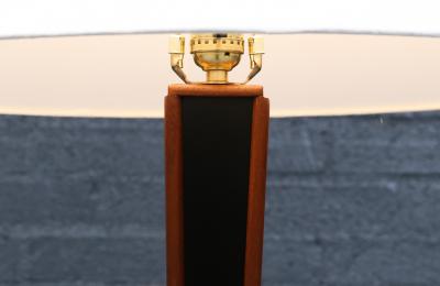 Danish Modern Sculptural Teak Floor Lamp w Linen Cone Shade