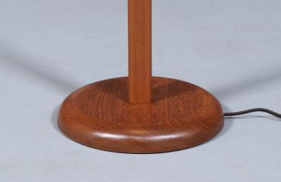 Danish Modern Sculptural Teak Floor Lamp w Linen Cone Shade