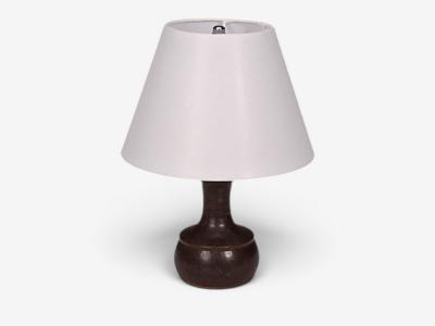 Danish Modern Small Table Lamp Brown Glazed Stoneware Denmark 1960s