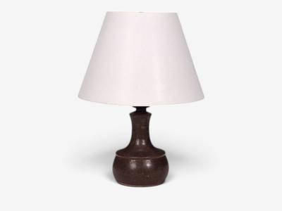 Danish Modern Small Table Lamp Brown Glazed Stoneware Denmark 1960s