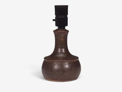 Danish Modern Small Table Lamp Brown Glazed Stoneware Denmark 1960s