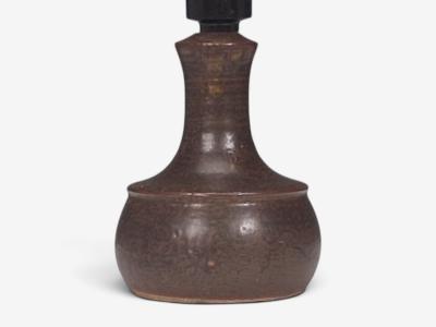 Danish Modern Small Table Lamp Brown Glazed Stoneware Denmark 1960s